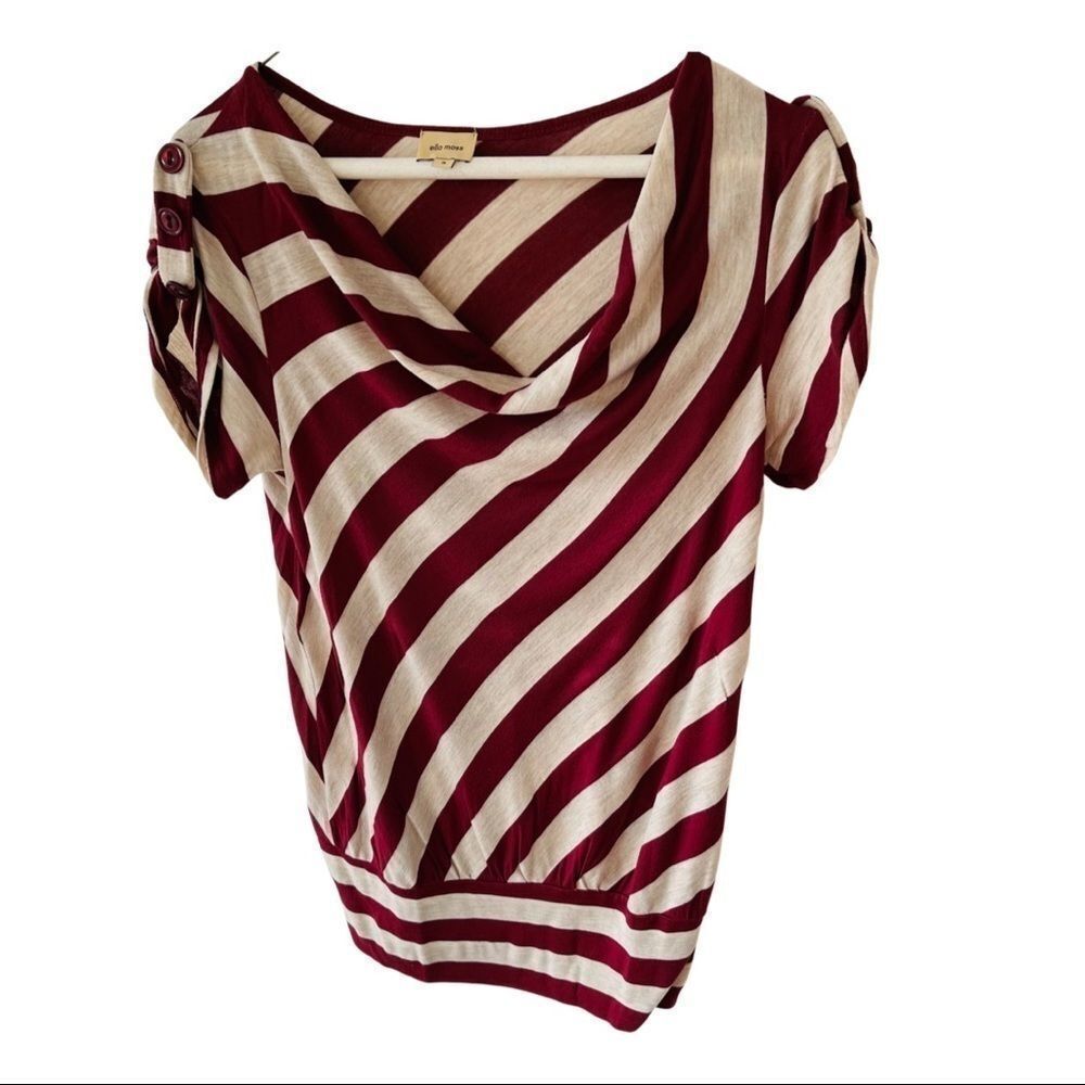 Ella Moss short sleeve striped tunic top 